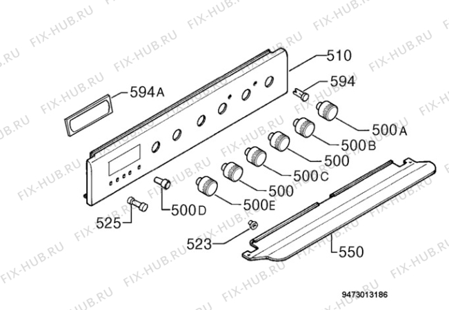 Взрыв-схема плиты (духовки) Privileg 534.957 6/30459 - Схема узла Command panel 037